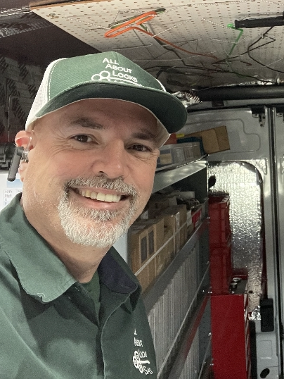 Local Owner and locksmith Michael in his work van